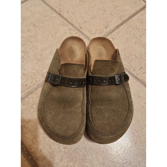 Birkenstock Women's "Eaton" Olive Green Suede Clog Mules Size 38 US 7.5 - Picture 10 of 10